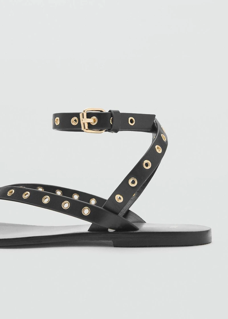 Leather sandals with eyelet straps