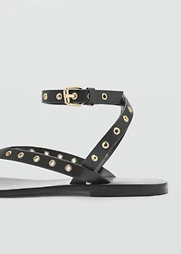 Leather sandals with eyelet straps