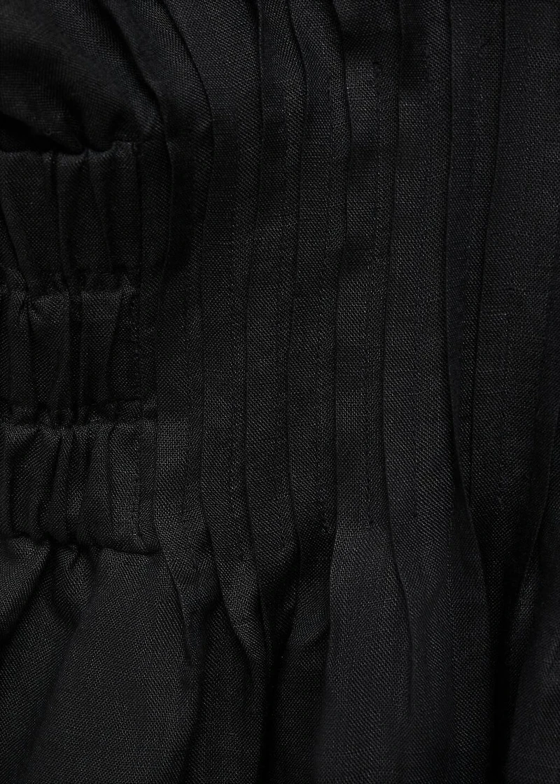Long linen dress with gathered panel
