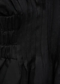 Long linen dress with gathered panel