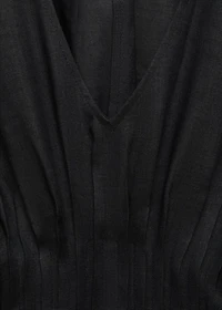 Long linen dress with gathered panel