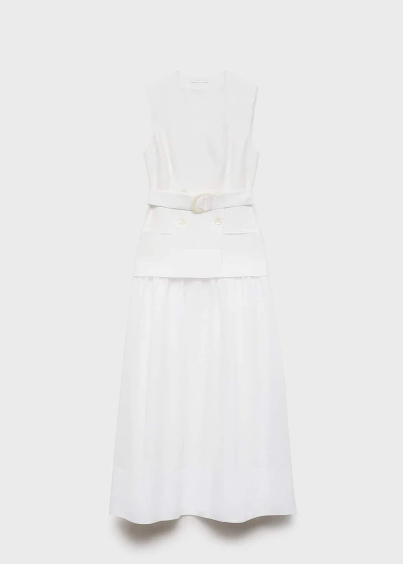 Linen and ramie dress with belt