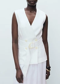 Linen and ramie dress with belt