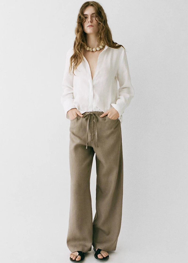 Wide leg linen pants