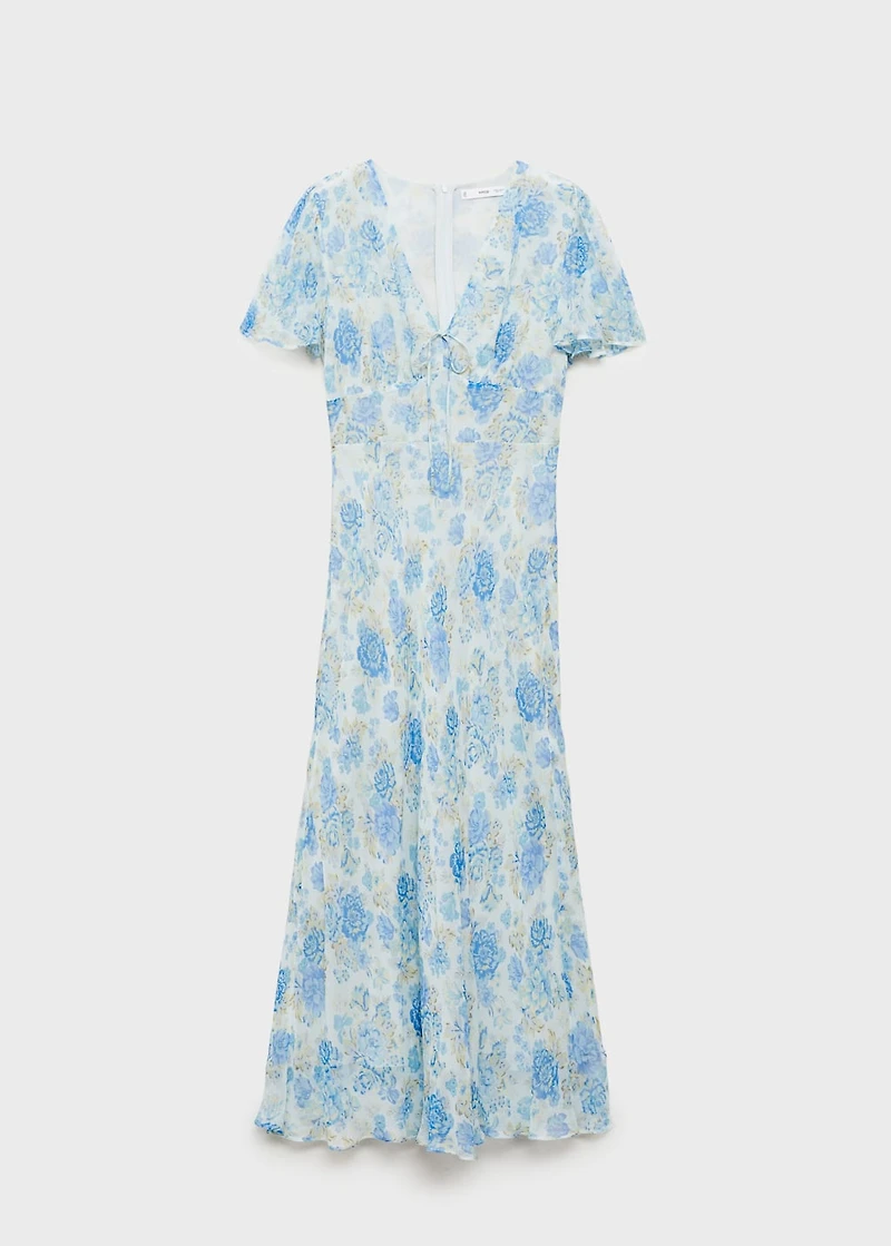 Short-sleeved floral midi dress