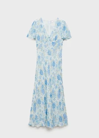Short-sleeved floral midi dress