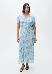 Short-sleeved floral midi dress