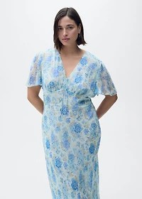 Short-sleeved floral midi dress
