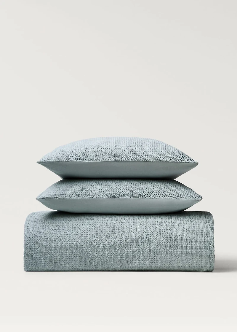 Cotton percale waffle duvet cover for 135 cm bed