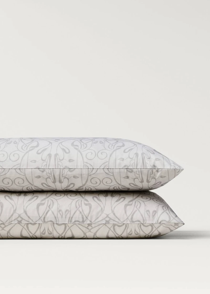 Two cotton percale ornamental-print pillowcases 50x75 cm