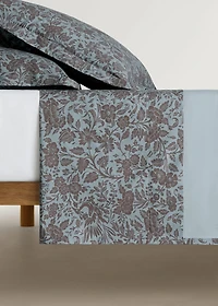 Cotton percale printed two-tone floral top sheet for 90 cm bed