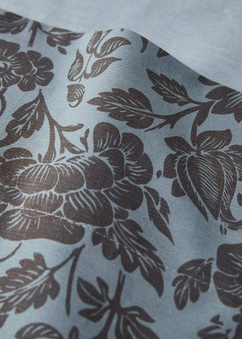 Cotton percale printed two-tone floral top sheet for 90 cm bed