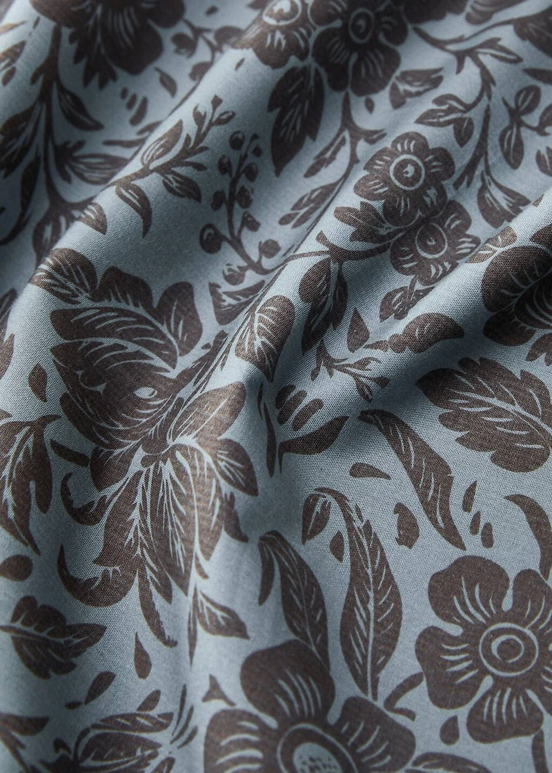 Cotton percale printed two-tone floral top sheet for 90 cm bed
