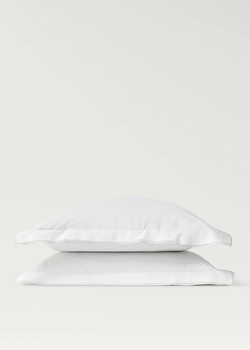 Two cotton percale pillowcases with double overlock 60x60 cm