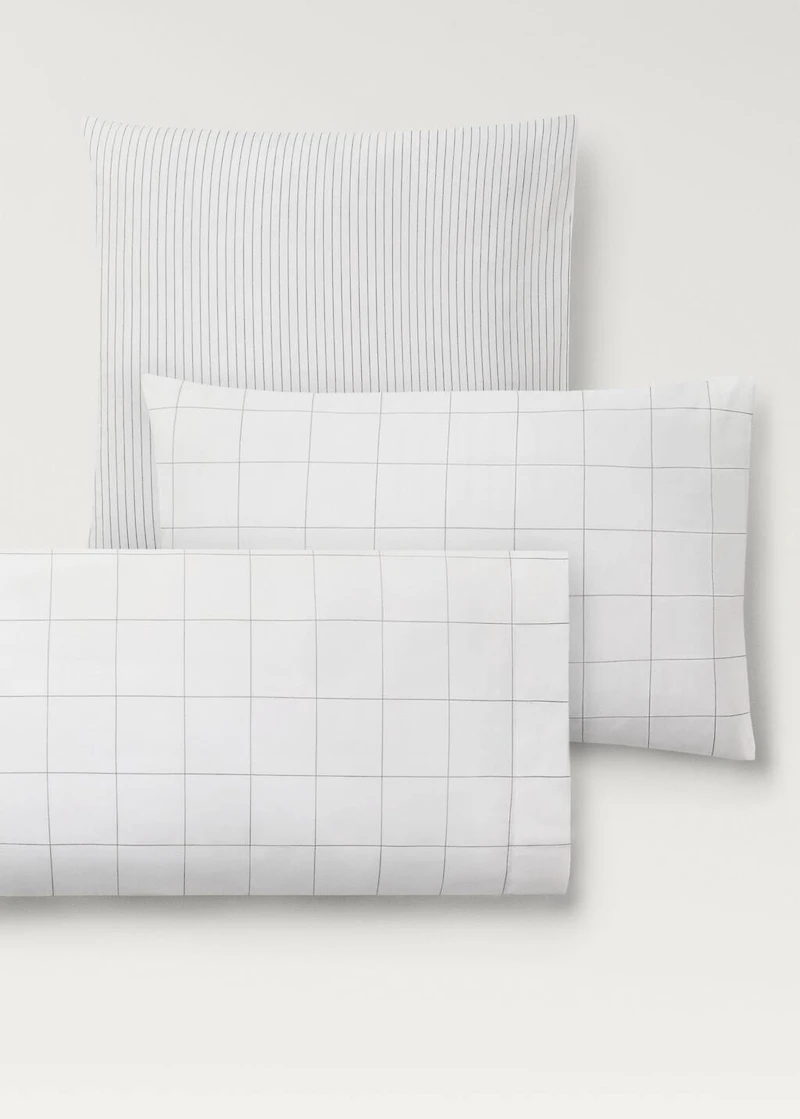 Two cotton percale two-tone striped pillowcases 60x60 cm