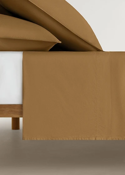 Cotton poplin double-stitched top sheet for 135/140 cm bed