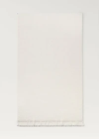 Stripe-embossed bath towel with fringes