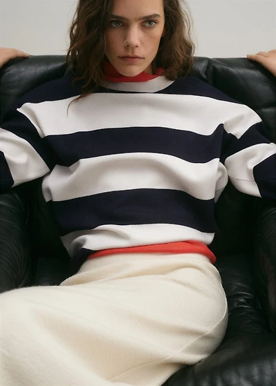 Round-neck striped sweater