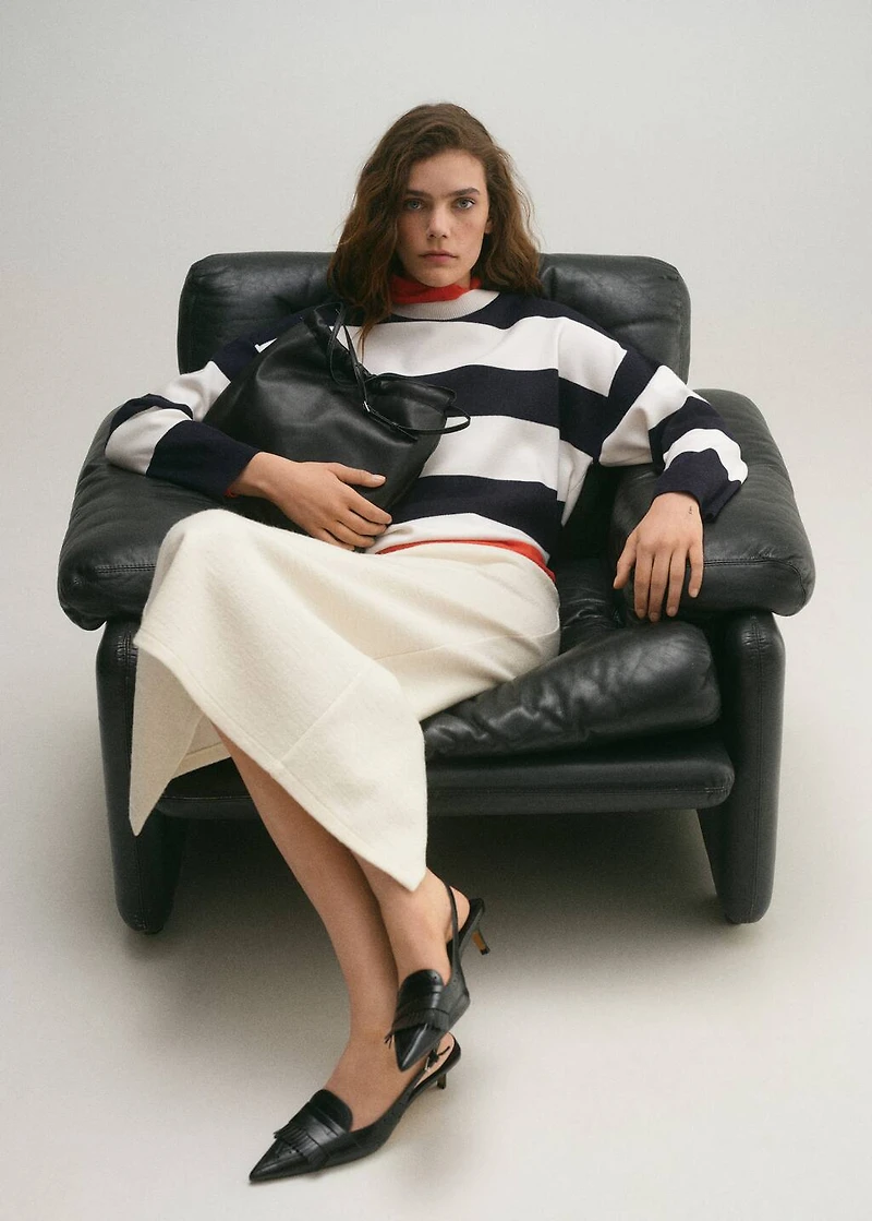 Round-neck striped sweater