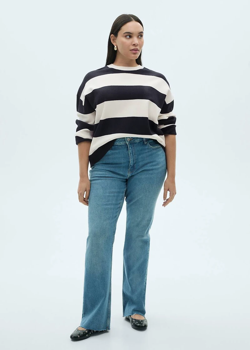 Round-neck striped sweater