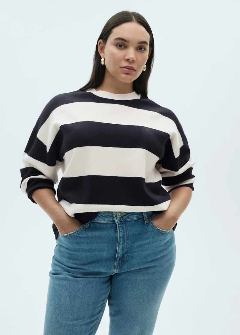 Round-neck striped sweater