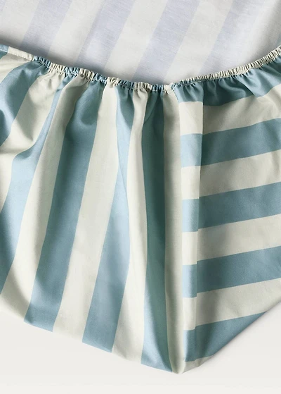 Cotton percale thick-striped children's fitted sheet for 90cm bed