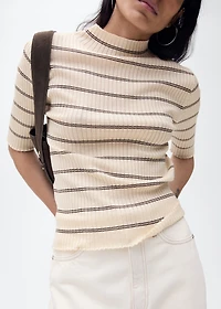 Rib-knit sweater with perkins neck