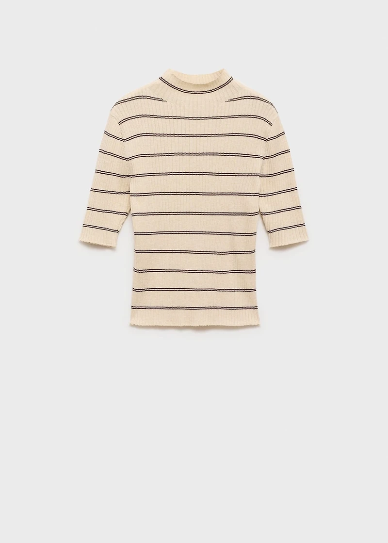 Rib-knit sweater with perkins neck