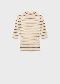 Rib-knit sweater with perkins neck