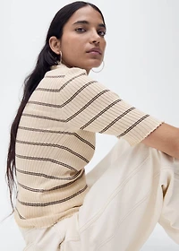 Rib-knit sweater with perkins neck