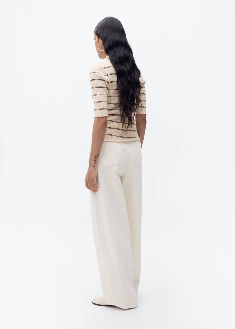 Rib-knit sweater with perkins neck