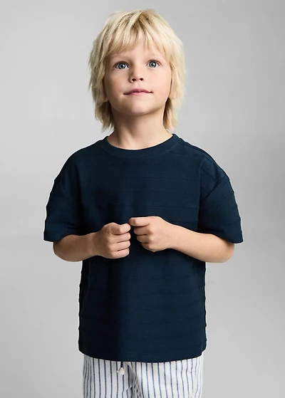 Cotton striped relief t-shirt