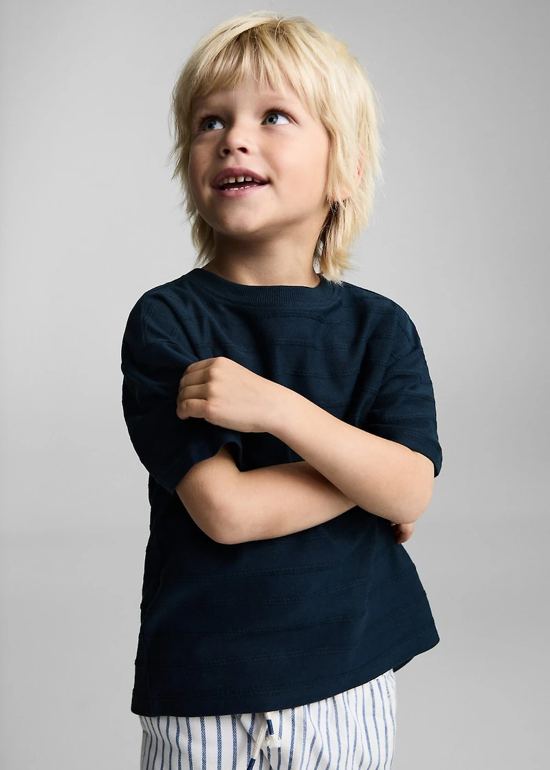 Cotton striped relief t-shirt