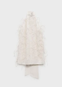 Halter dress with feather decoration