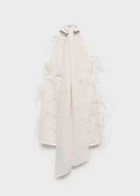 Halter dress with feather decoration