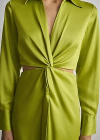 Draped shirt dress with side openings