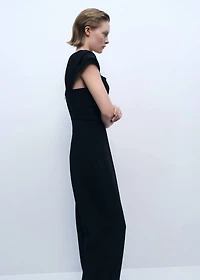 Long jumpsuit with draped neckline