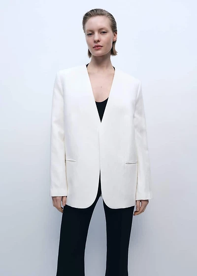 Lyocell and linen-blend blazer
