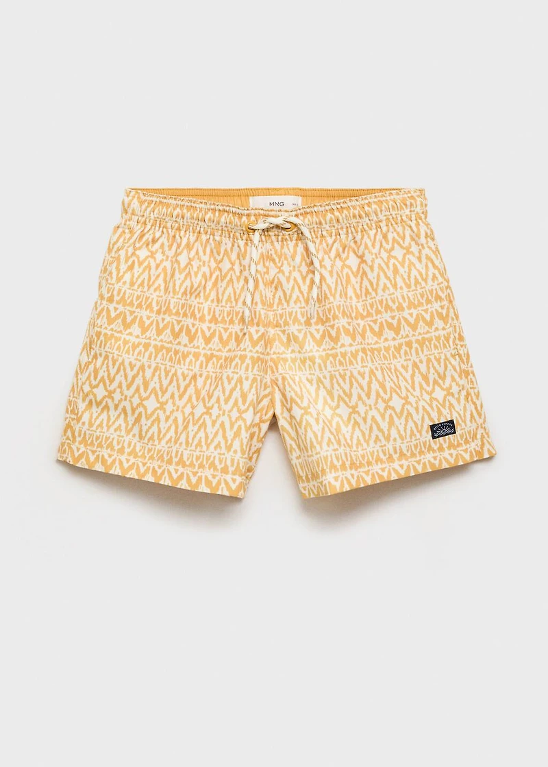 Printed swimsuit with drawstring