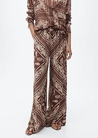 Paisley-print wide leg pants