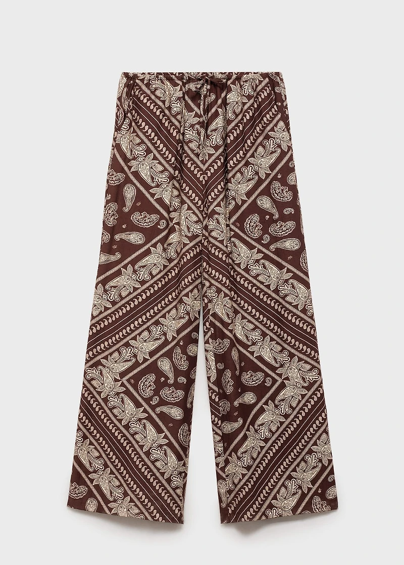 Paisley-print wide leg pants