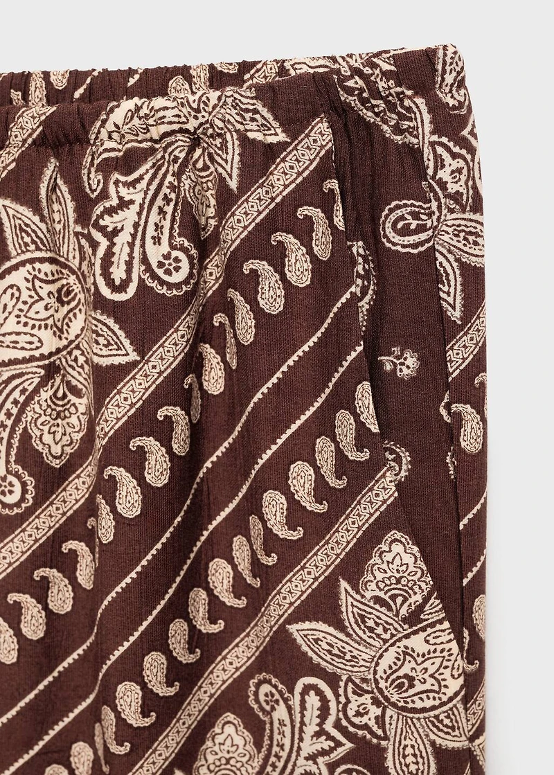 Paisley-print wide leg pants