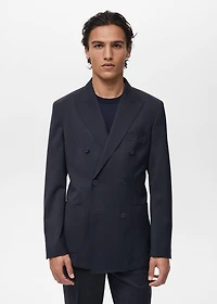 100% cold wool double-breasted suit blazer