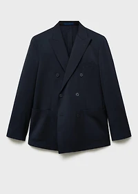 100% cold wool double-breasted suit blazer
