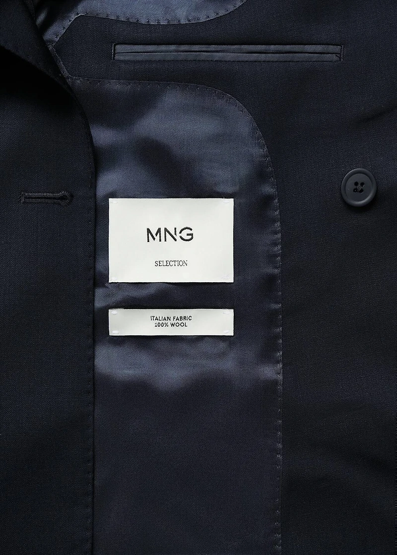 100% cold wool double-breasted suit blazer