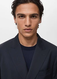100% cold wool double-breasted suit blazer