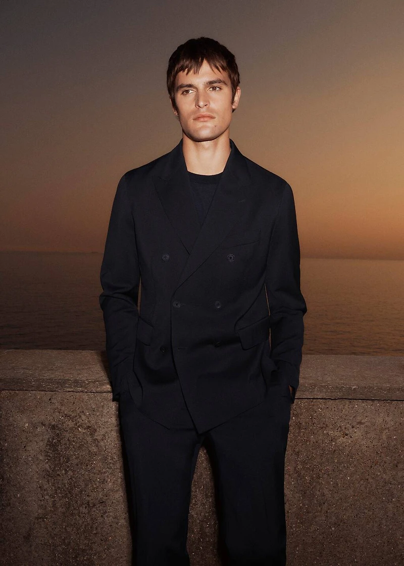 100% cold wool double-breasted suit blazer