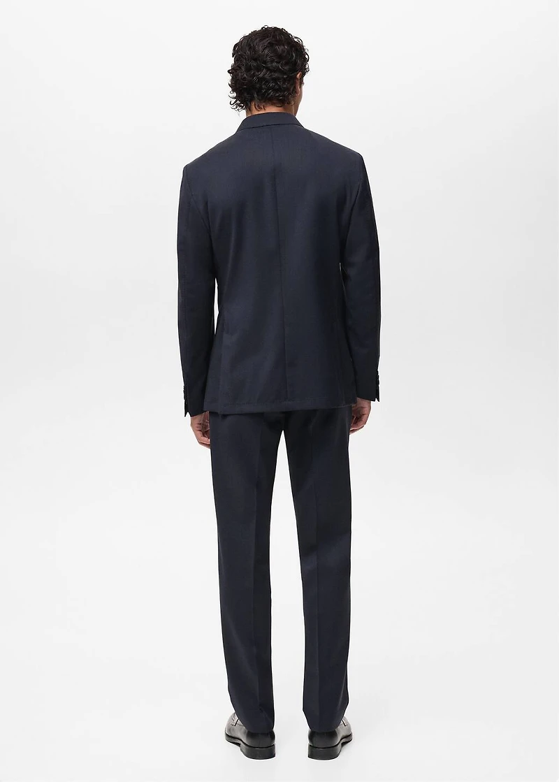 100% cold wool double-breasted suit blazer