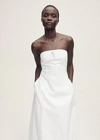 Strapless dress with puffed hem