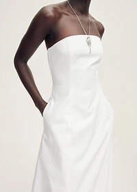 Strapless dress with puffed hem